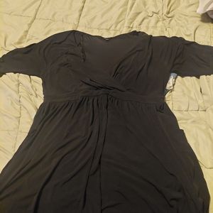 Torrid Black Wrap 3/4 Sleeve Dress Stretch V